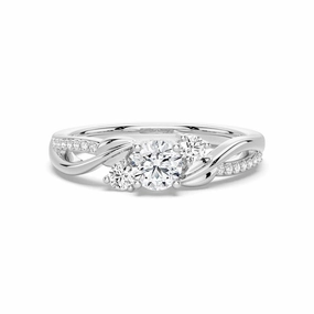 Elegant Feel Three Stone Lab Grown Diamond Twisted Band Promise Ring
