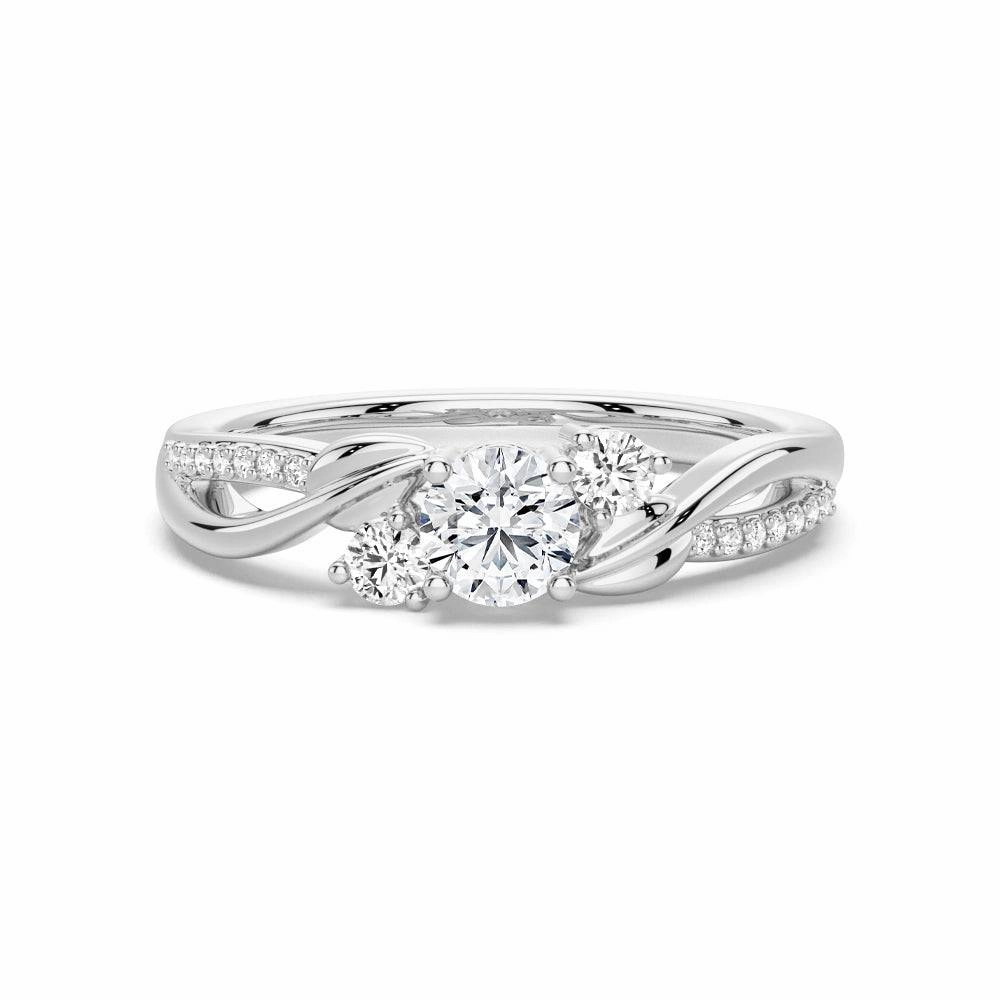 Personal Touch Classic Glow Three Stone Lab Grown Diamond Twisted Band Promise Ring