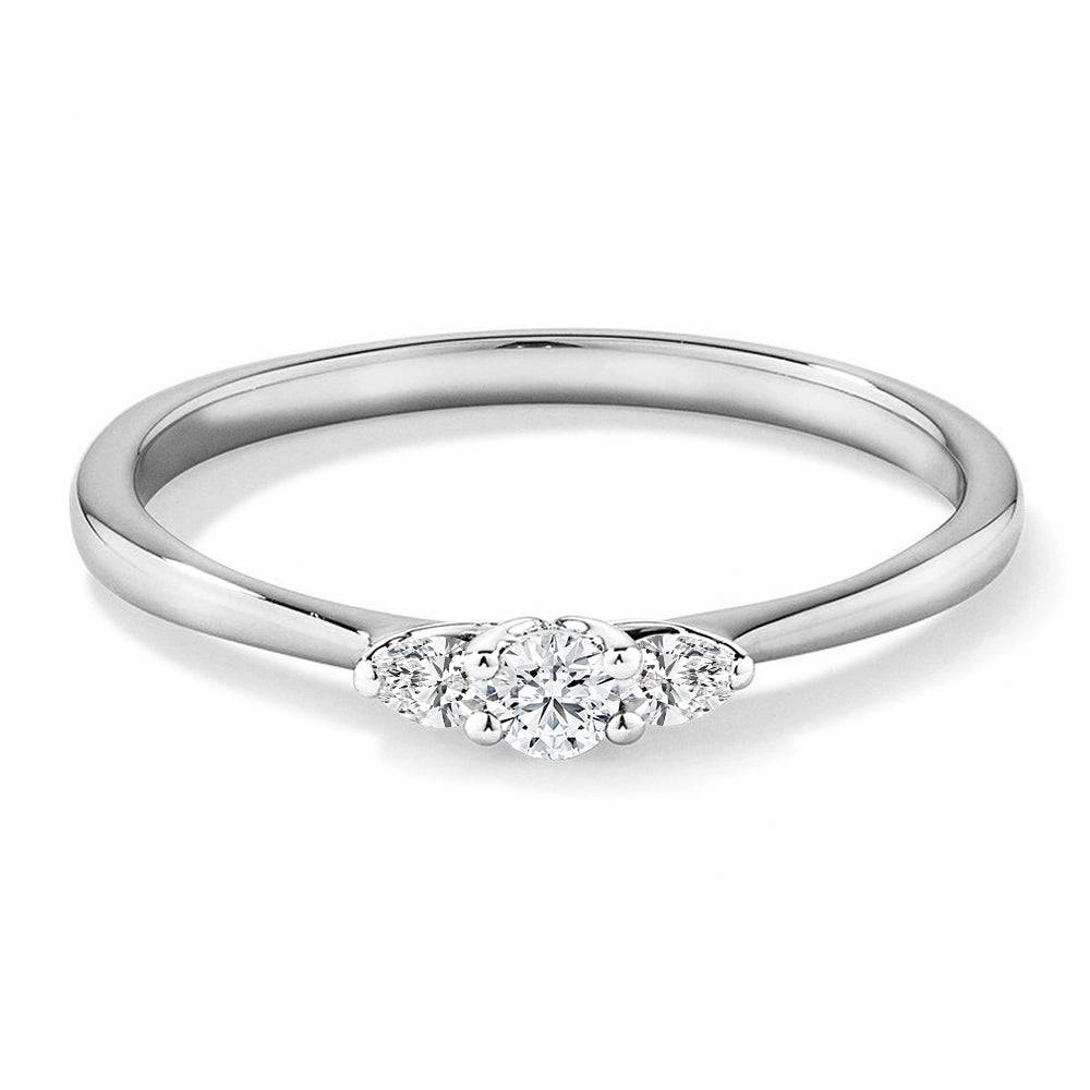 Gift Idea bright light Three Stone Round Brilliant and Oval Cut Lab Grown Diamond Promise Ring