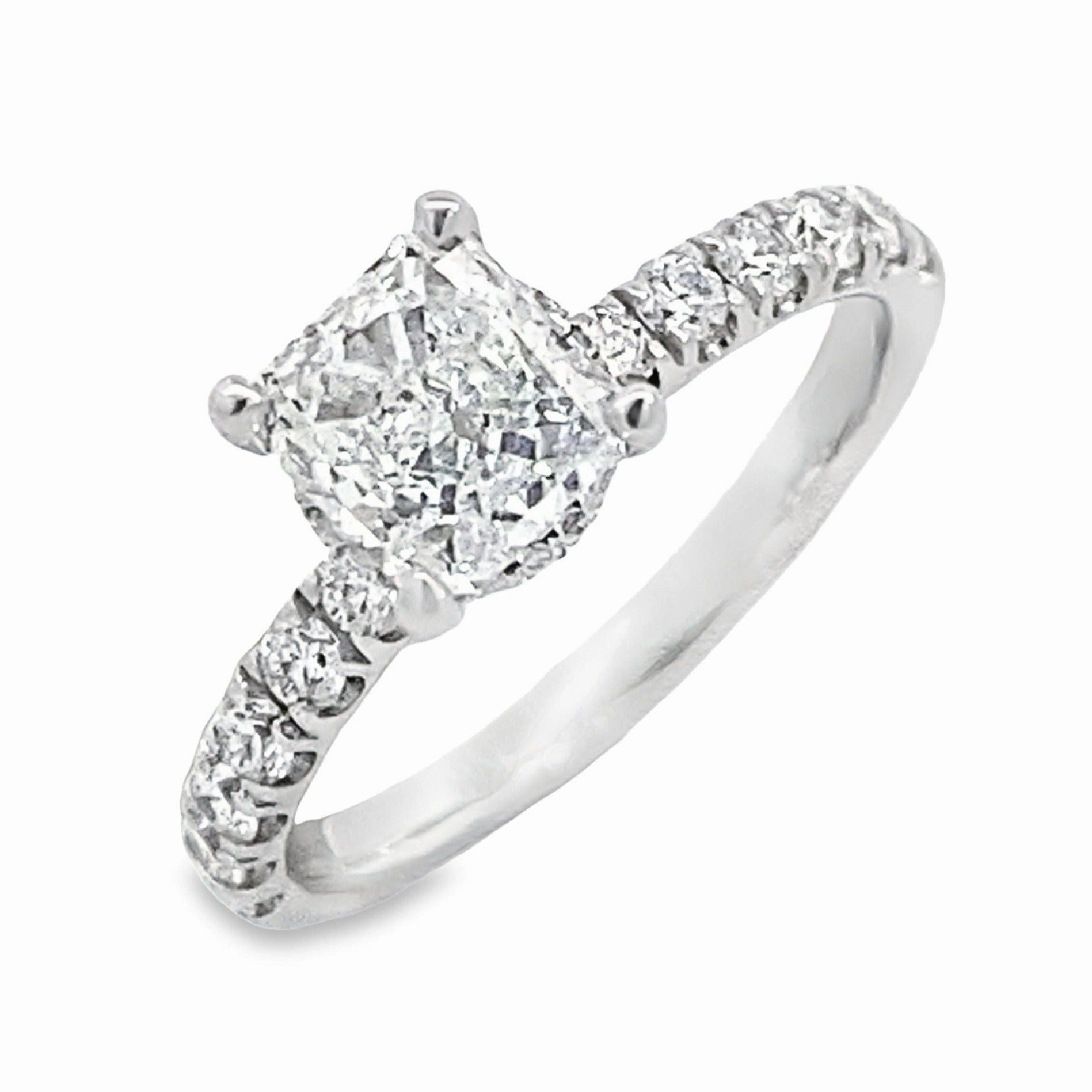 Timeless Collection Under-Halo Round Engagement Ring Handcrafted Jewelry Coordinated Look