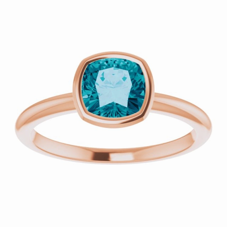 14K Rose Natural London Blue Topaz Ring Soft Form