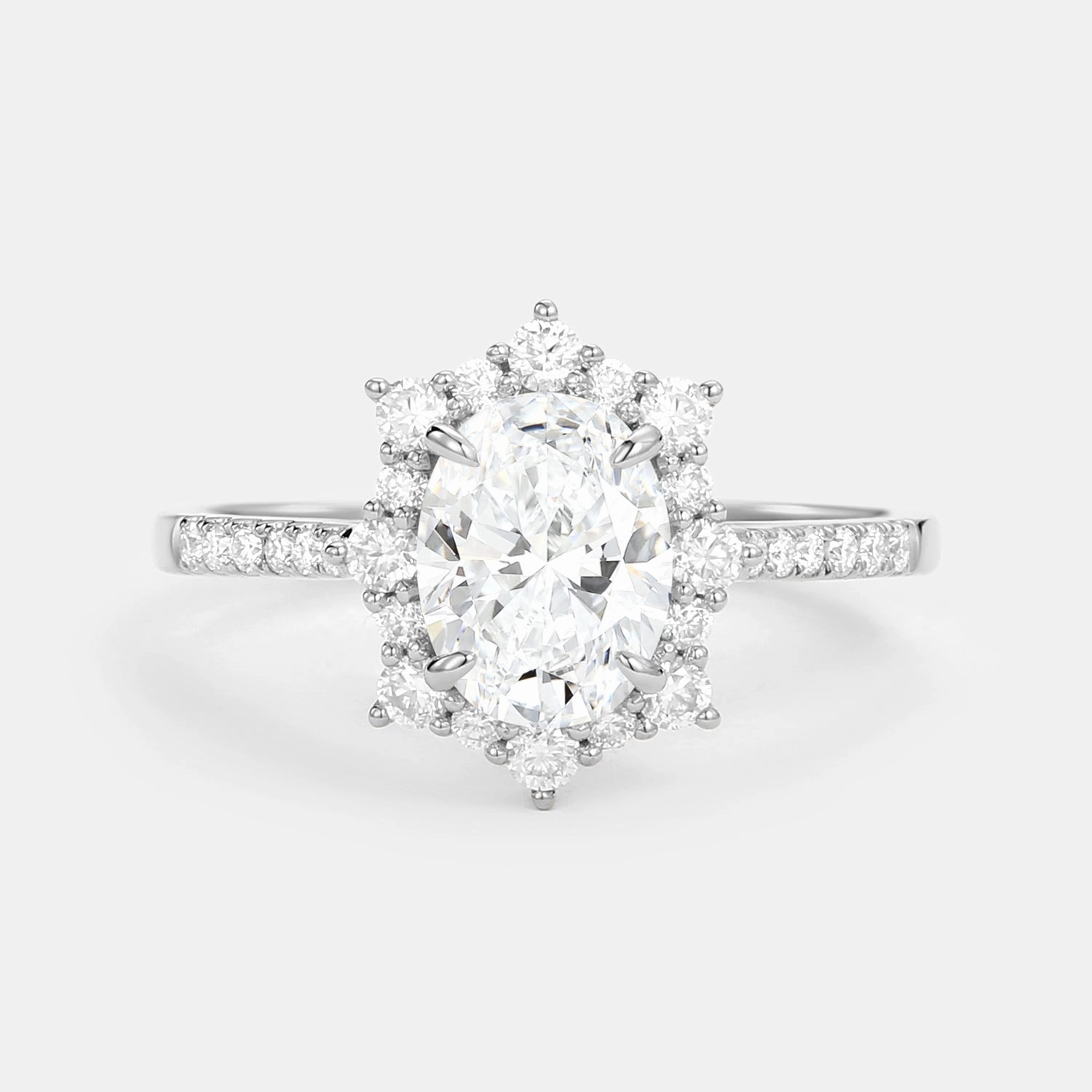 Chic Work Oval Lab Grown Diamond Cluster Halo Ring
