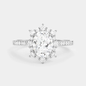 Balanced Detail Oval Lab Grown Diamond Cluster Halo Ring