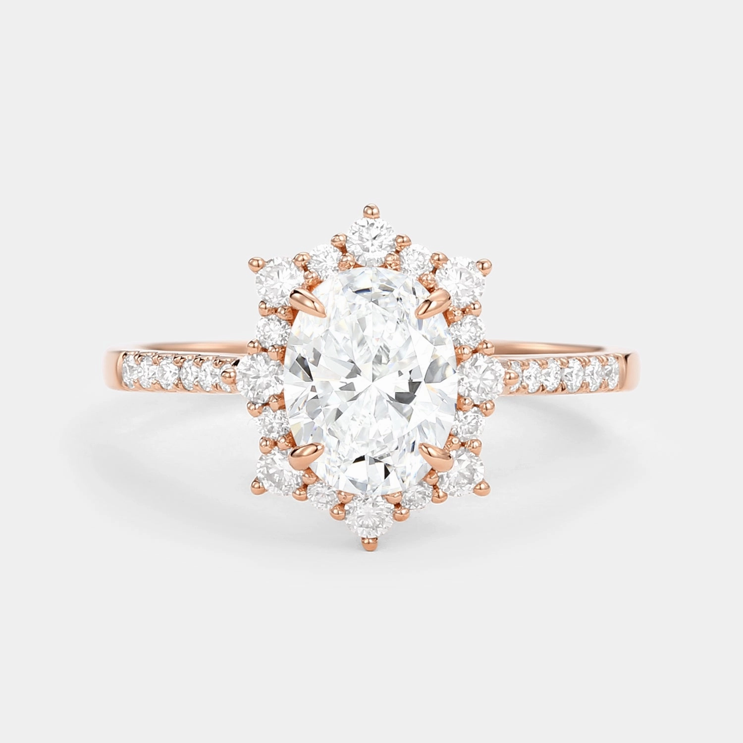 Gift Appeal Subtle Shine Oval Lab Grown Diamond Cluster Halo Ring