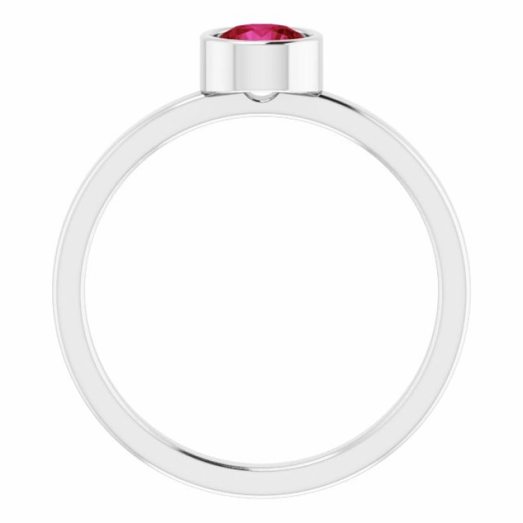 14K White 5 mm Lab-Grown Ruby Ring Celebration Jewelry Beautiful Style