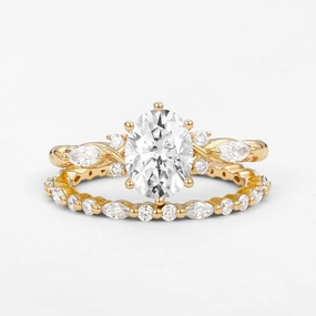 Spark Ready Infinity Oval Moissanite Cluster Marquise Ring Set 2pcs