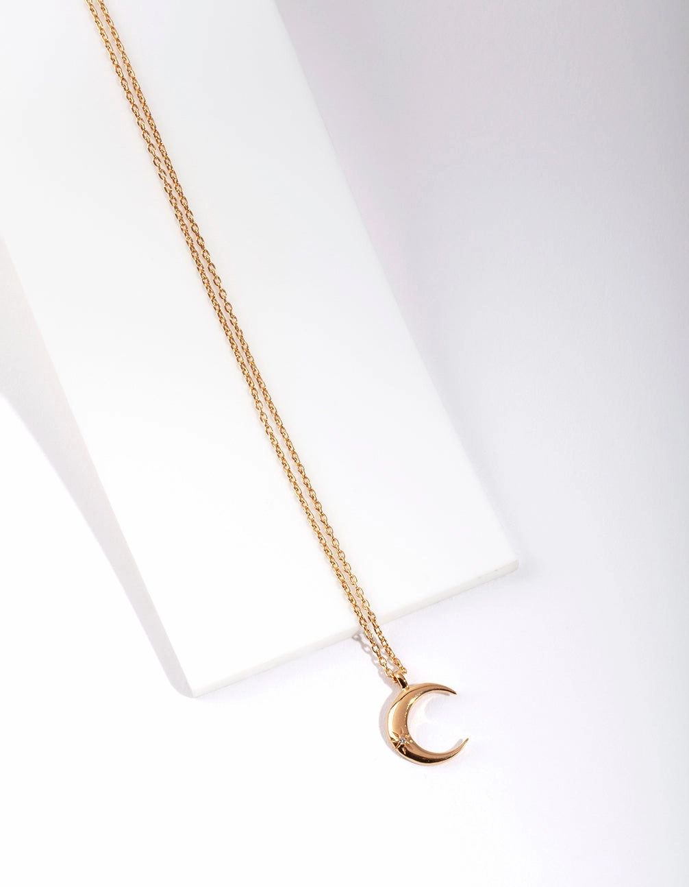 Cozy Glow Textured Accent Gold Plated Sterling Silver Crescent Moon Necklace