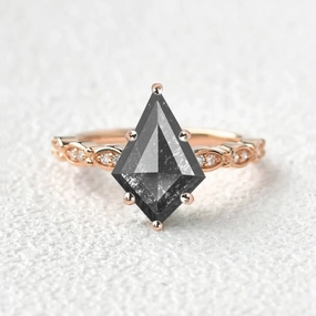 Vintage Rose Cut Salt and Pepper Diamonds Engagement Ring Subtle Glow Modern Spark