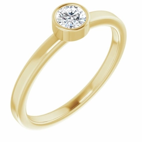 Delicate Creation 14K Yellow 4 mm Natural White Sapphire Ring