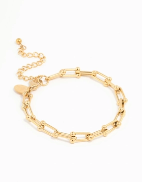 Shining Detail Fashion Mood Waterproof Gold Plated Stainless Steel Hardware Chain Bracelet