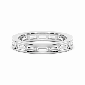 3.21 CT. Channel Set Baguette Cut Moissanite Wedding Eternity Band Soft Shadow