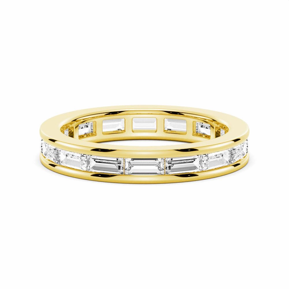 3.21 CT. Channel Set Baguette Cut Moissanite Wedding Eternity Band Luxury Mood Night Style