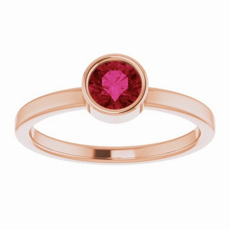 Simple Texture Personal Object 14K Rose 5 mm Natural Ruby Ring