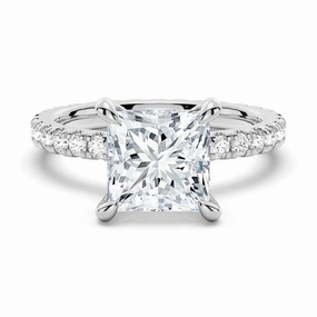 Modern Vibe Chic Glimmer Princess Cut Moissanite Engagement Ring With Eternity Pave Band