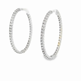 14K White Gold Diamond Inside-Out Hoops - 5.09 Carats Graceful Feature