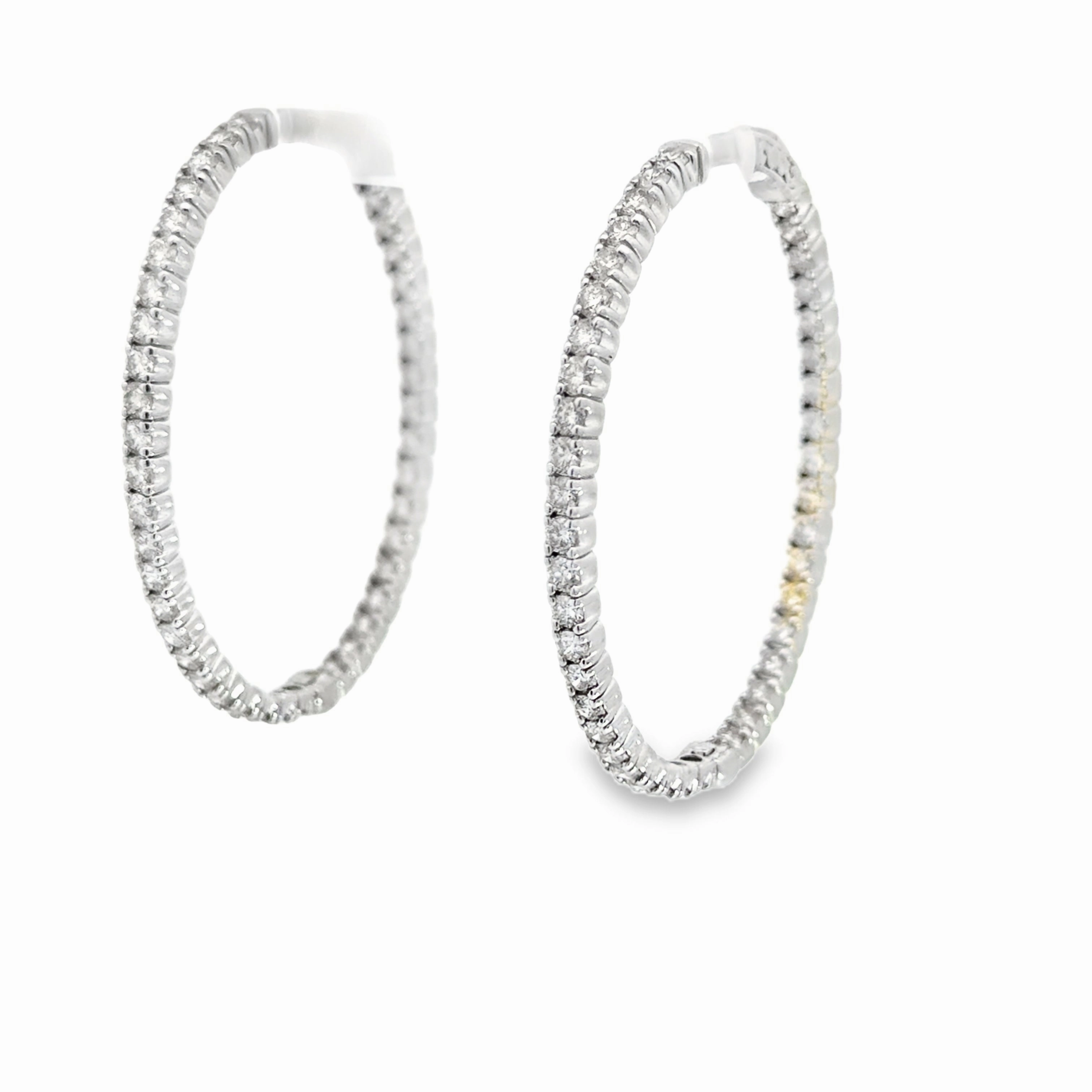 14K White Gold Diamond Inside-Out Hoops - 5.09 Carats Graceful Feature