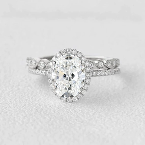 1.0-2.0 Classic Oval Cut Lab Grown Diamond Ring Set 2pcs Designer Product Delicate Jewelry
