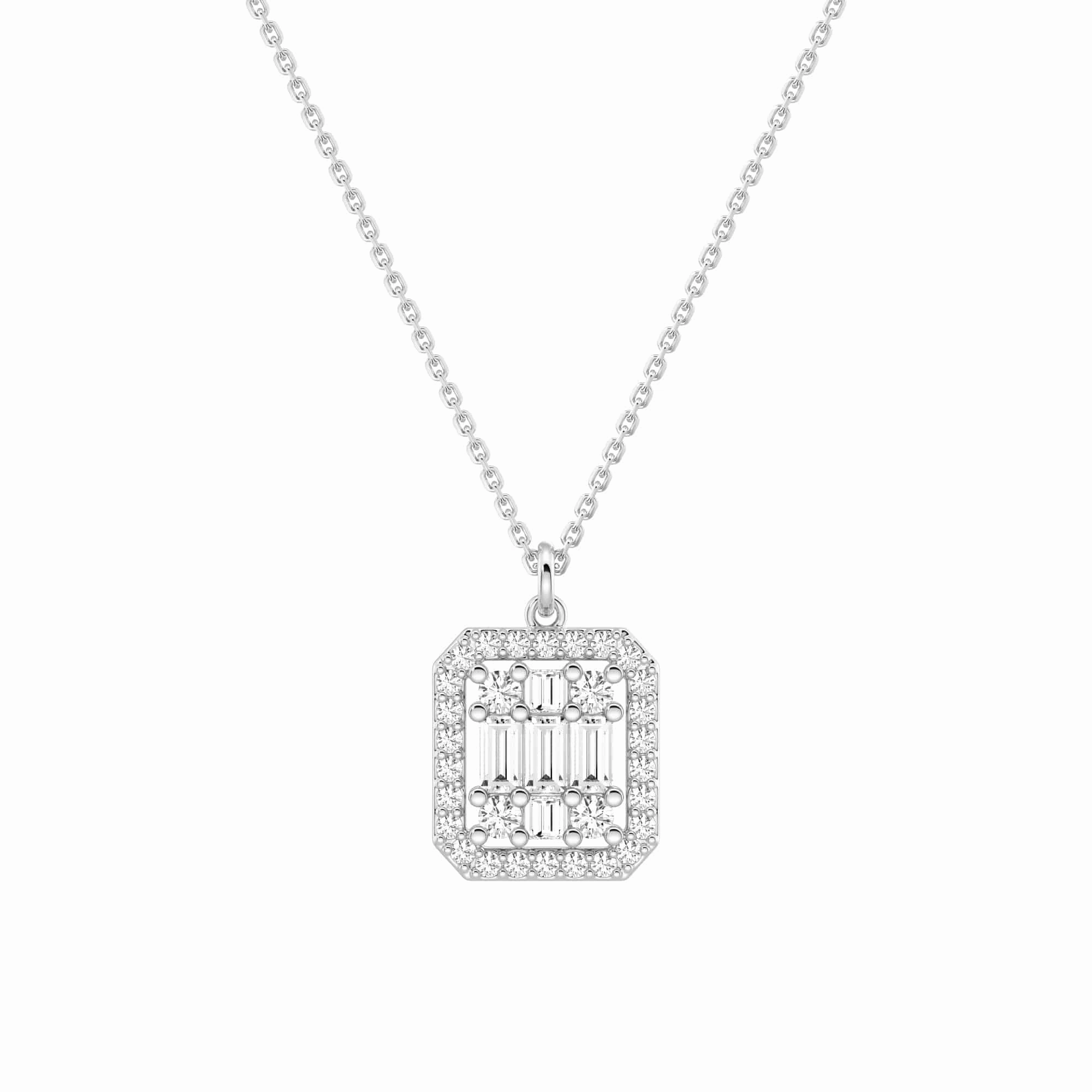 Gloss Appeal Infinity Halo Lab Grown Diamond Rectangular Cluster Necklace