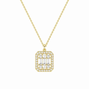 Infinity Halo Lab Grown Diamond Rectangular Cluster Necklace Sleek Sparkle Lifestyle Fit
