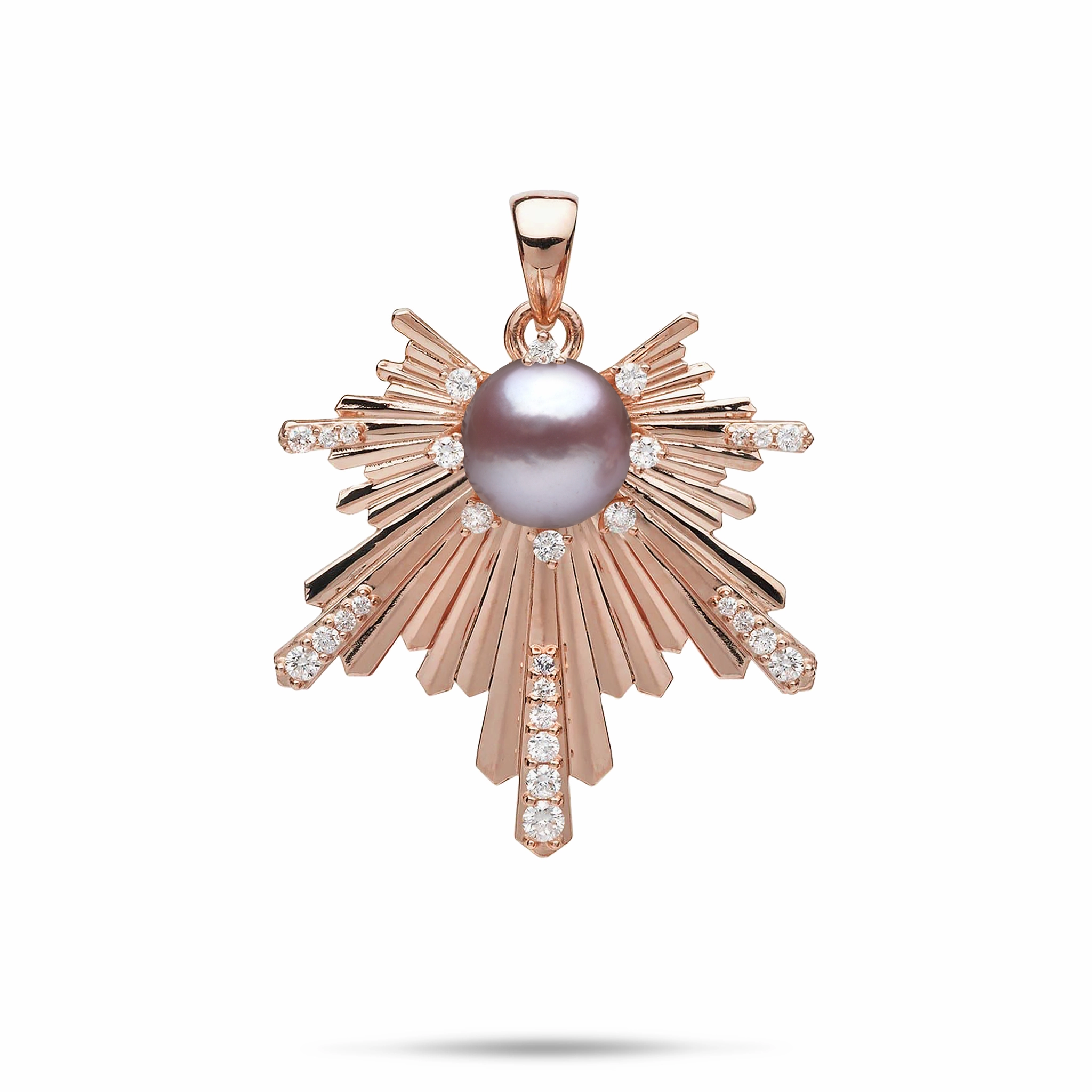 Evening Accessory Close Focus E Ho???la Lavender Freshwater Pearl Pendant in Rose Gold with Diamonds - 27mm