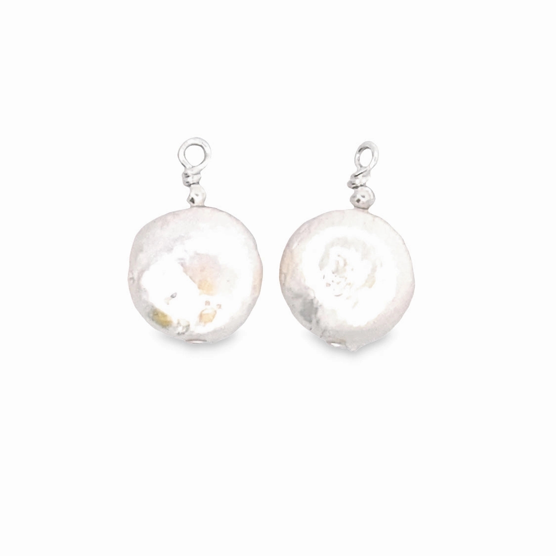 Sterling Silver Coin Pearl Earring Charms Premium Accent Luxury Shine