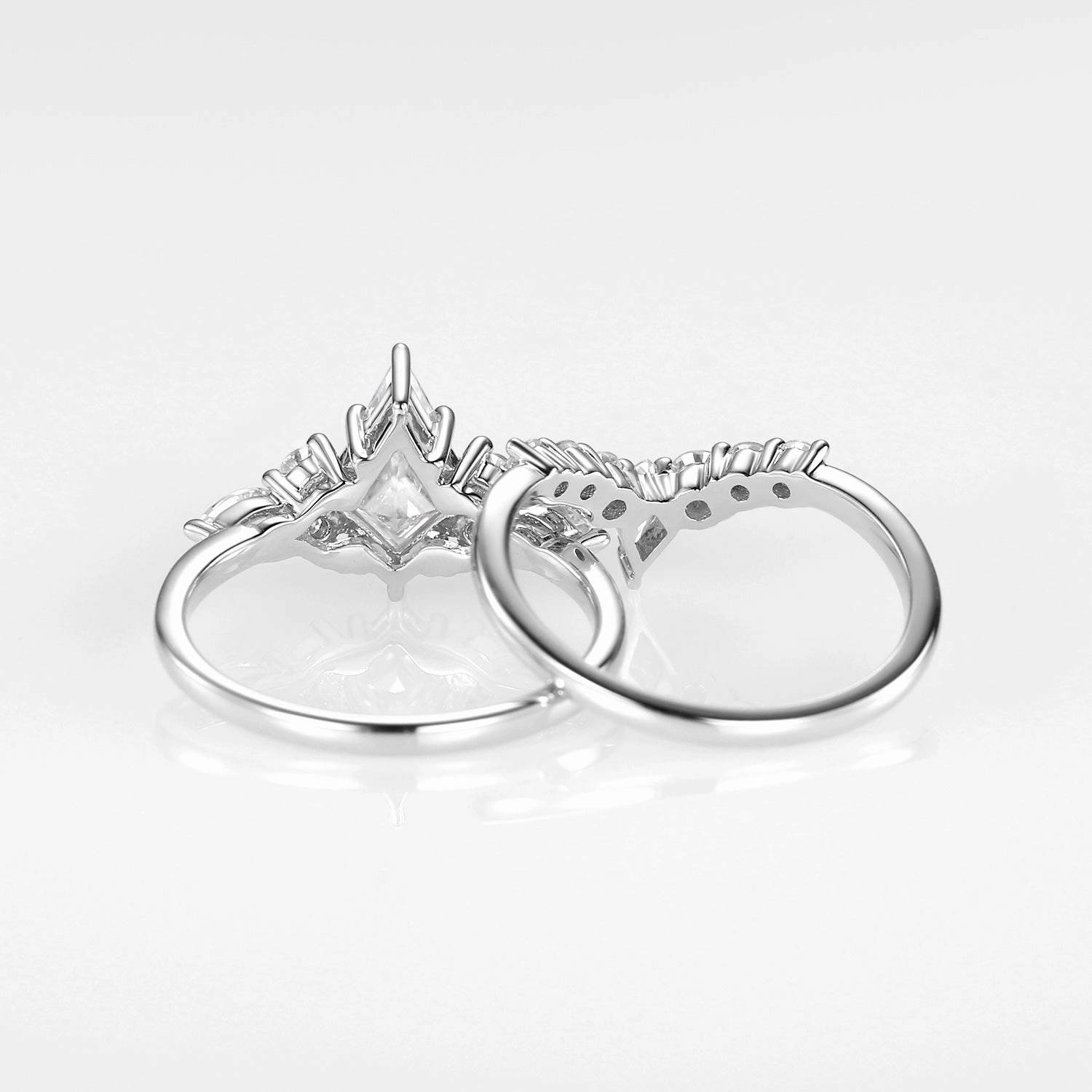 Twin Flames - 1.0ct Kite Lab Grown Diamond Ring Set 2pcs Delicate Adornment