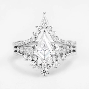 Twin Flames - Kite Cut Moissanite Engagement Ring Set 3pcs - Tyler Exclusive Gifts