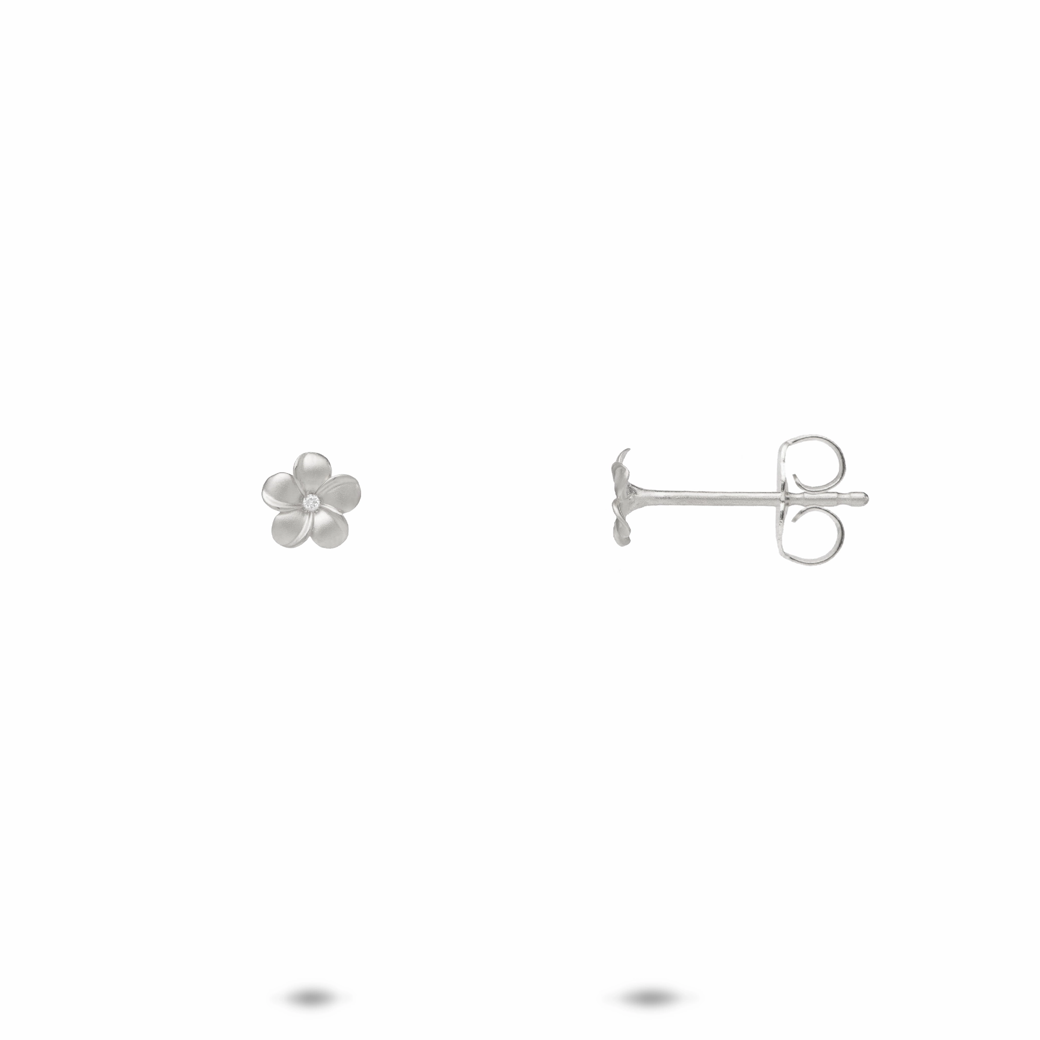 Plumeria Earrings in White Gold with Diamonds - 5mm Elegant Fashion