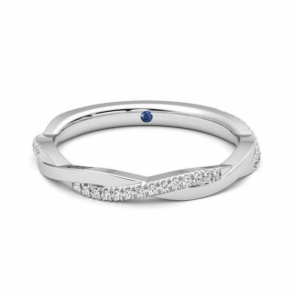 Twisted Band Pav?? Moissanite Wedding Band with Anniversary Stone Accent Gleaming Feature