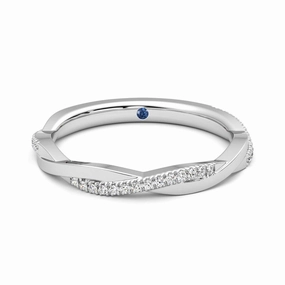 Twisted Band Pav?? Moissanite Wedding Band with Anniversary Stone Accent Gleaming Feature