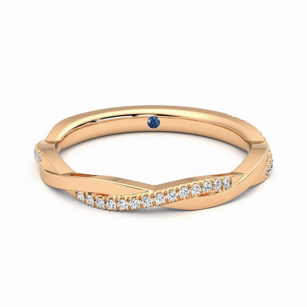 Twisted Band Pav?? Moissanite Wedding Band with Anniversary Stone Accent Office Style
