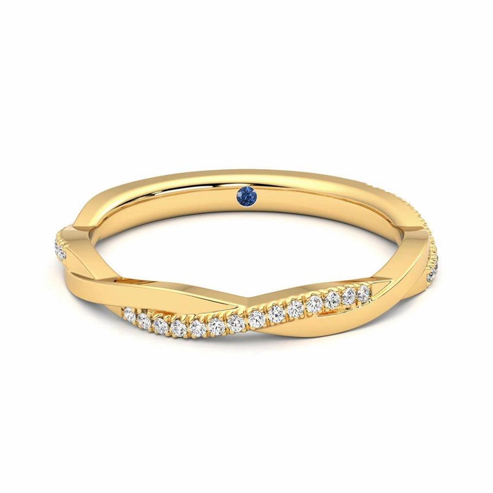 Twisted Band Pav?? Moissanite Wedding Band with Anniversary Stone Accent Creative Design