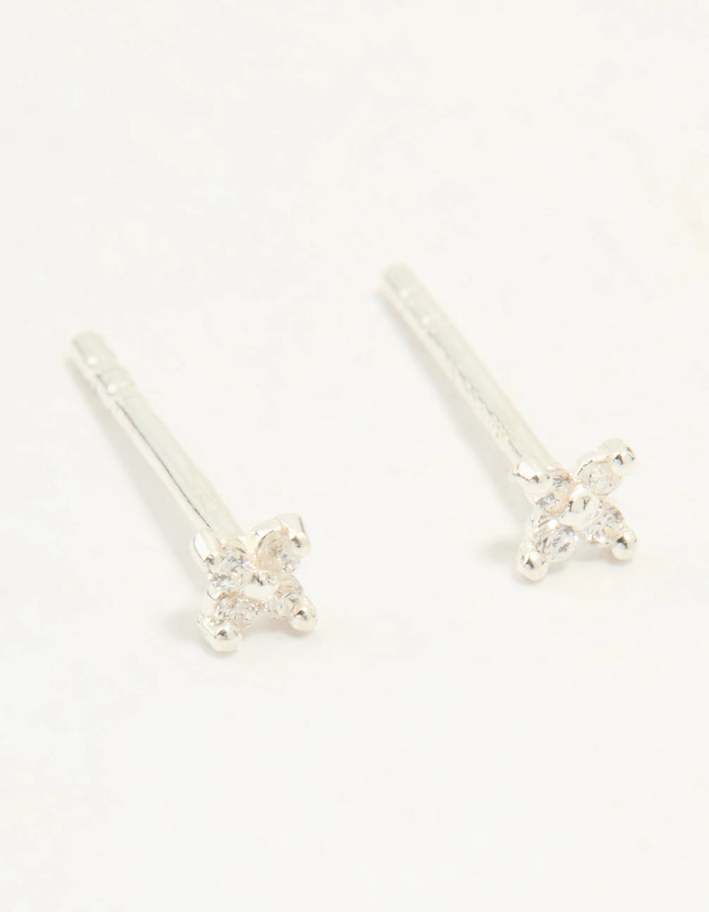 Flawless Glow Fashionable Craft Sterling Silver Cubic Zirconia Micro Flower Stud Earrings