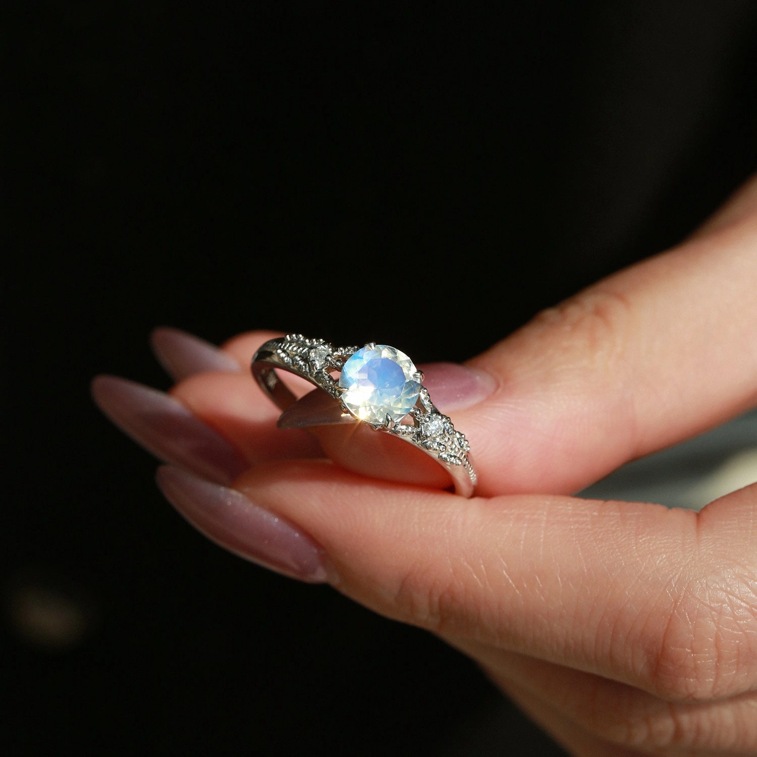 Rose Cut Moonstone Vintage Inspired Yellow Gold Ring Quality Accessory