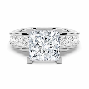 Color Match Urban Feature Unique Cinderella Staircase Princess Cut Moissanite Engagement Ring