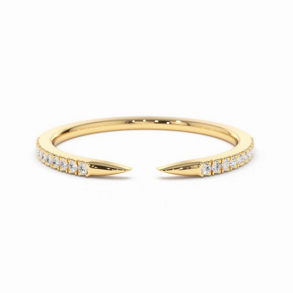 Bold Shine Statement Touch Pav?? Diamonds Claw Stacking Open Ring