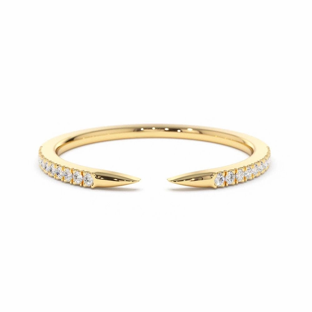 Pav?? Diamonds Claw Stacking Open Ring Trendy Layers