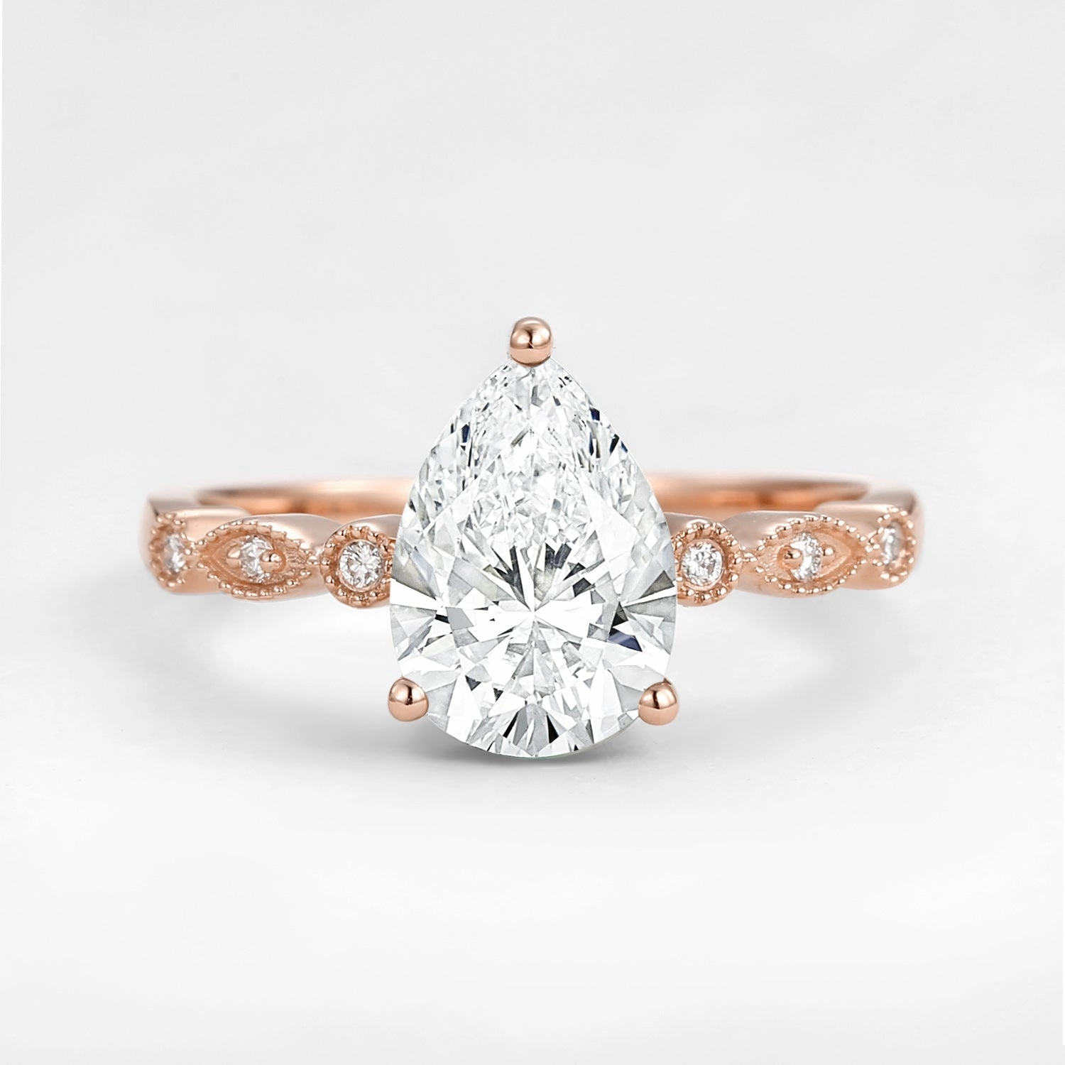 Modern Keepsake Unique Inspired Pear Shaped Moissanite Engagement Ring