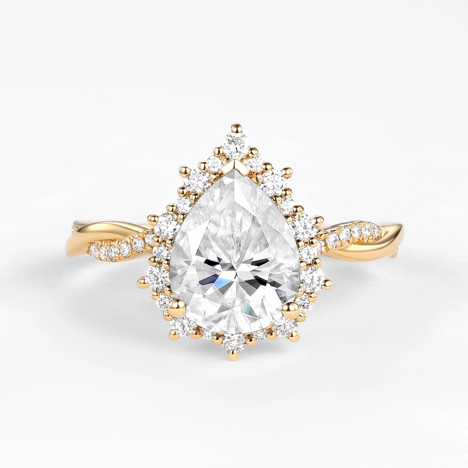 Beautiful Gift Unique Pear Shaped Moss Agate Infinity Engagement Ring