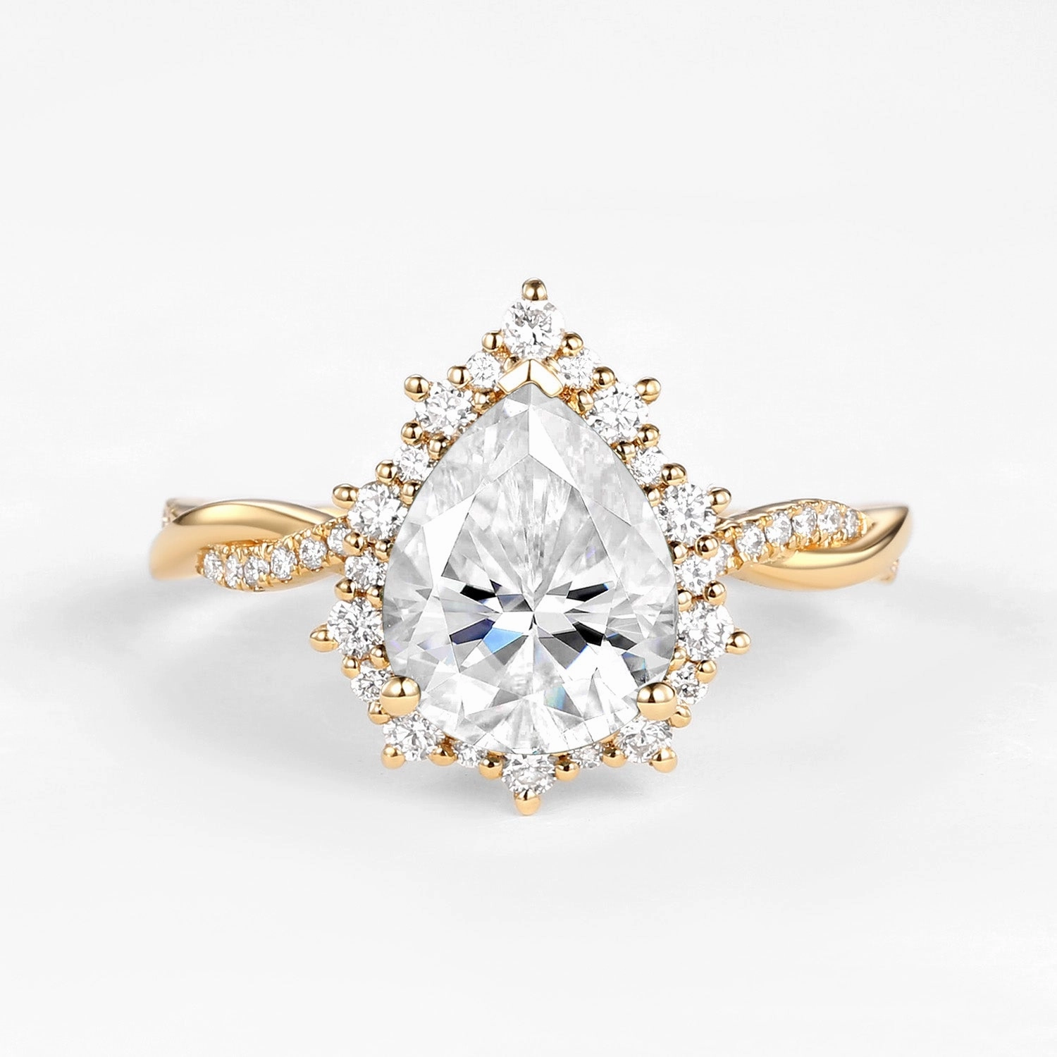 Unique Pear Shaped Moss Agate Infinity Engagement Ring Mass produced