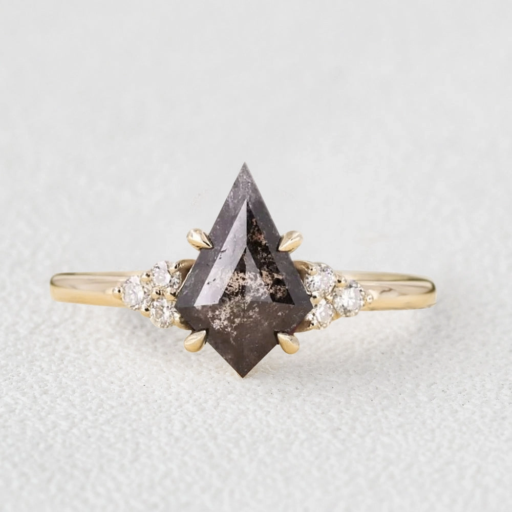 Unique Salt and Pepper Diamonds Kite Cut Engagement Ring Shine Appeal Minimal Aesthetic