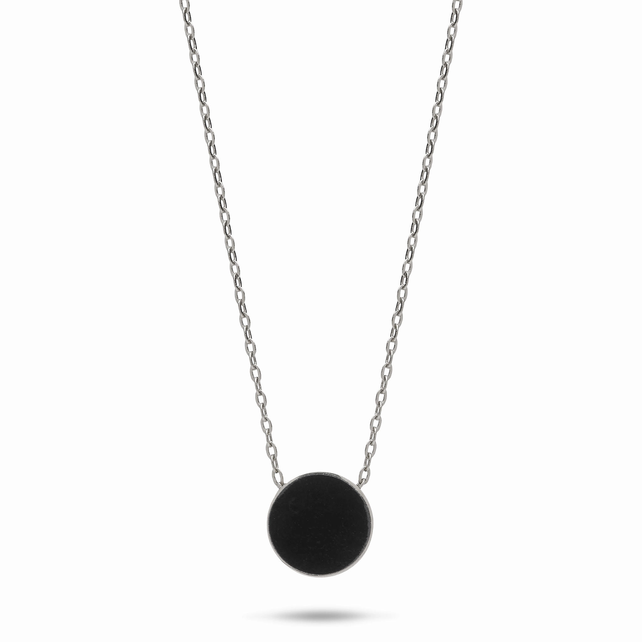 16-18" Adjustable Eclipse Flipside Black Coral & Mother of Pearl Necklace in White Gold - 9mm Date Style Shine Accent