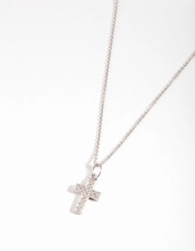 Sterling Silver Cubic Zirconia Pav?? Cross Necklace Trendy Gift