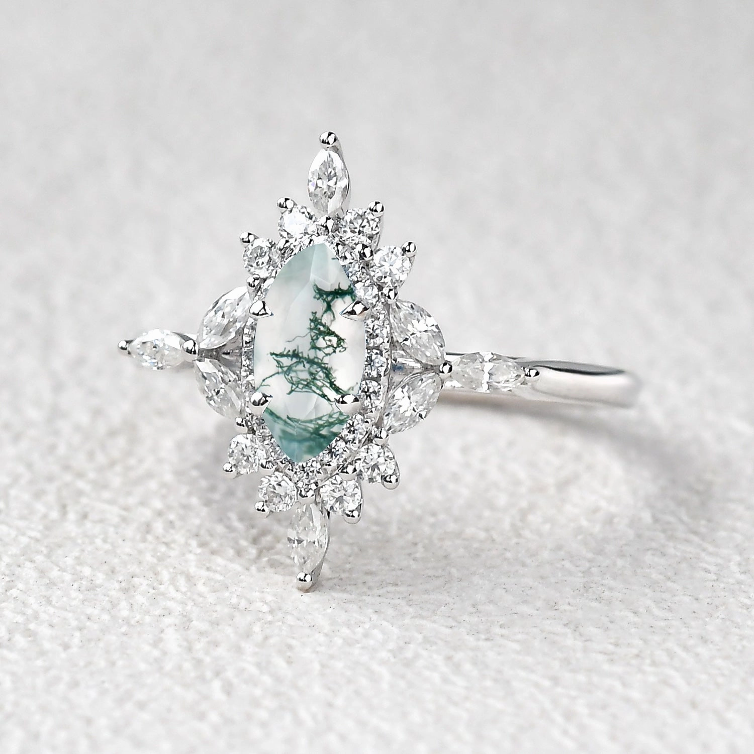 1.0ct Marquise Cut London Blue Topaz Cluster Vintage Ring Fresh Style Wonderful Craft