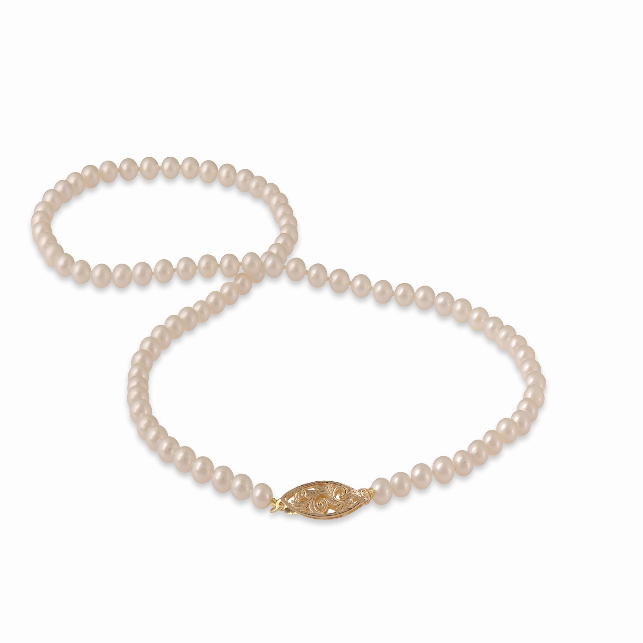 Unique Features 18-19" Freshwater White Pearl Strand with Gold Clasp - 4-4.5mm