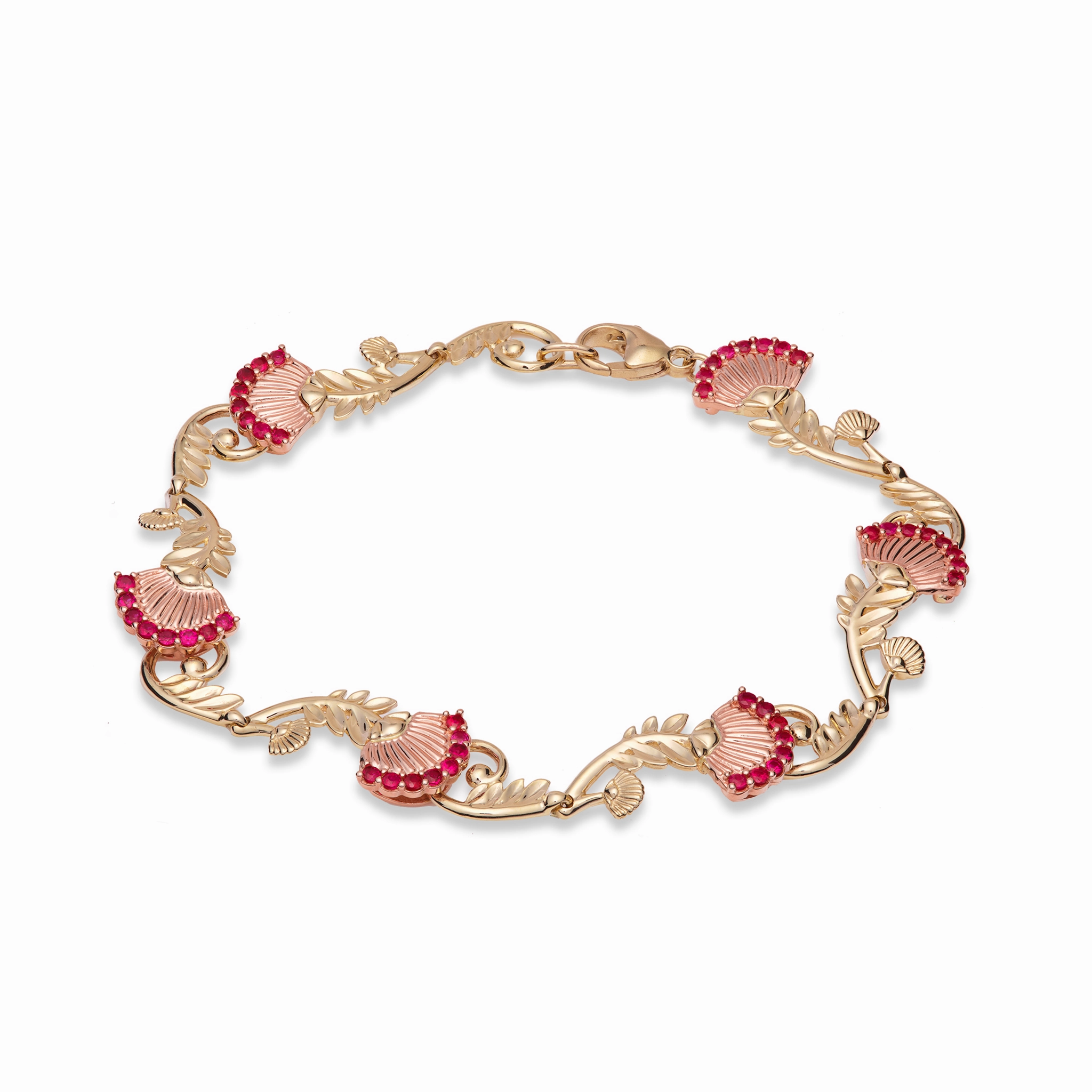 ???hi?a Lehua Ruby Bracelet in Two Tone Gold Party Detail