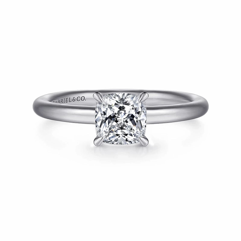 Cool Accessory Lark - 14K White Gold Cushion Cut Solitaire Engagement Ring