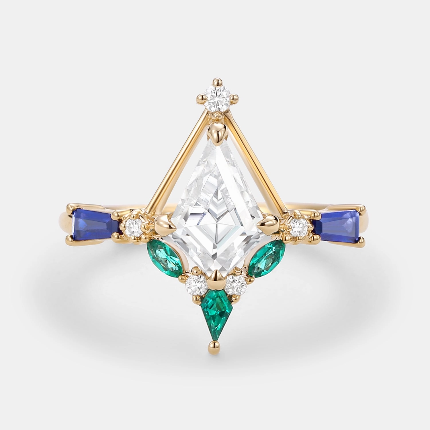 Unique Kite Cut Moissanite Curved Engagement Ring Lush Touch