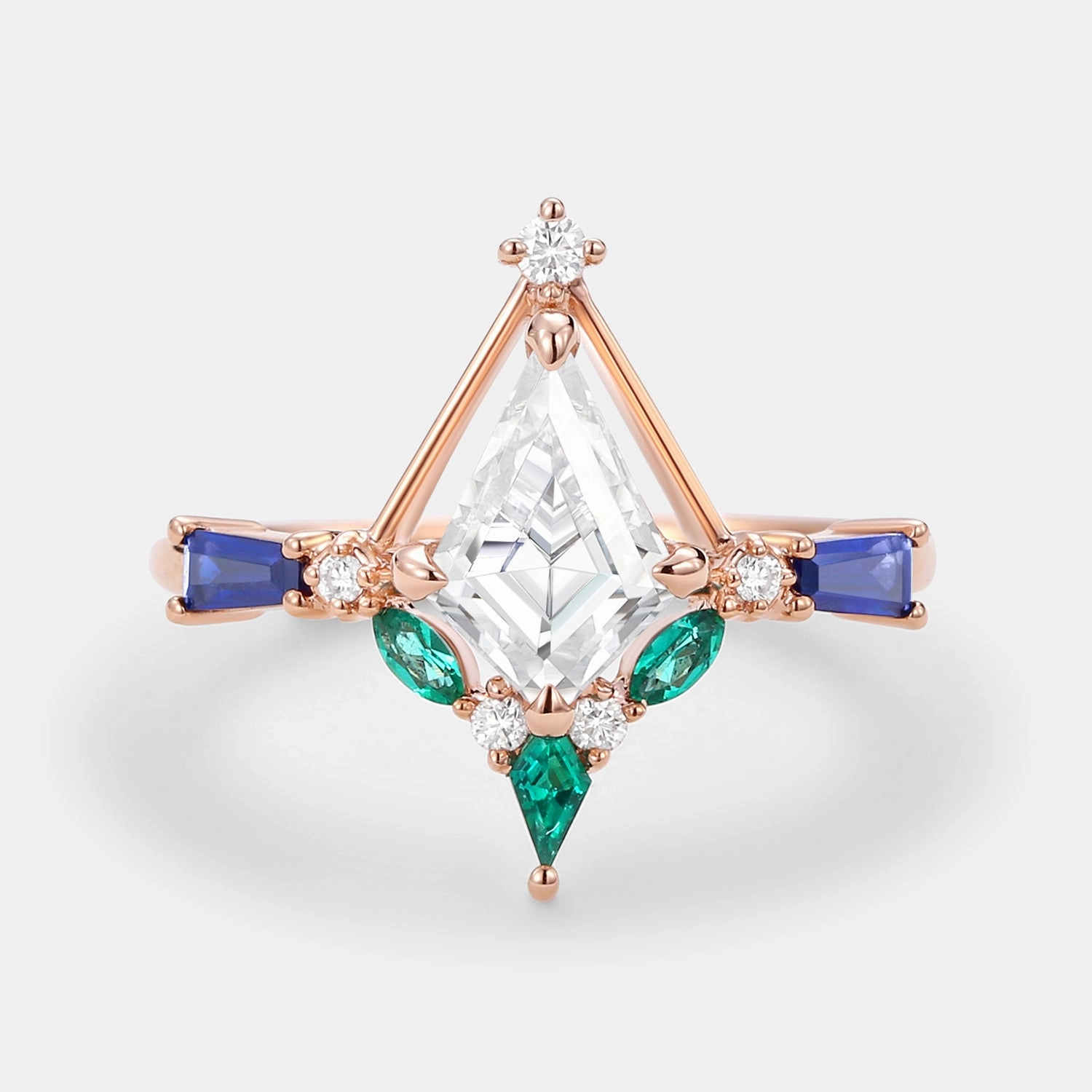 Unique Kite Cut Moissanite Curved Engagement Ring Vibrant Jewelry Shine Finish Fashionable Jewelry