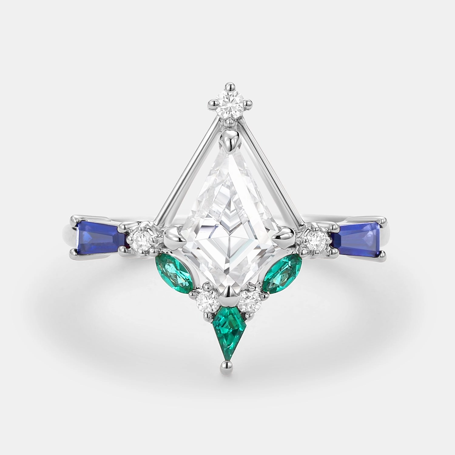 Modern Vibe Unique Kite Cut Moissanite Curved Engagement Ring